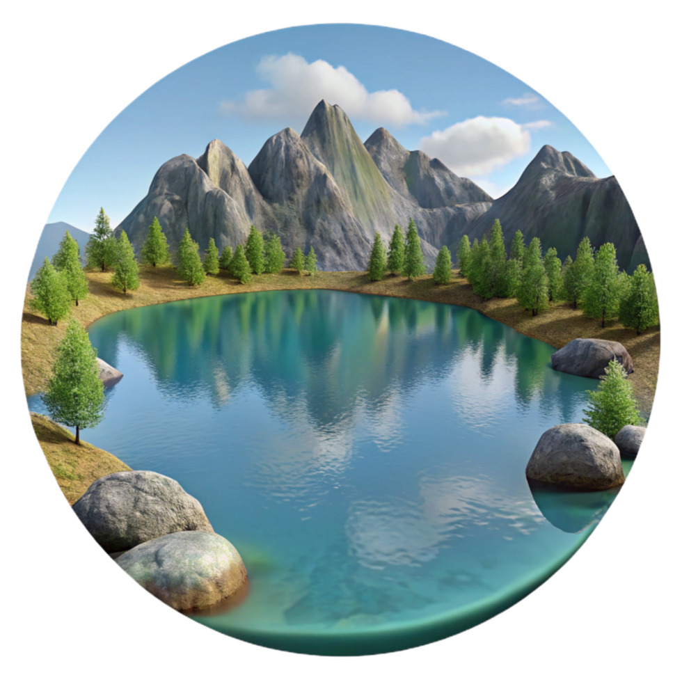 serene rustic Peaceful Lake with Reflections Cutout Isolated high resolution png