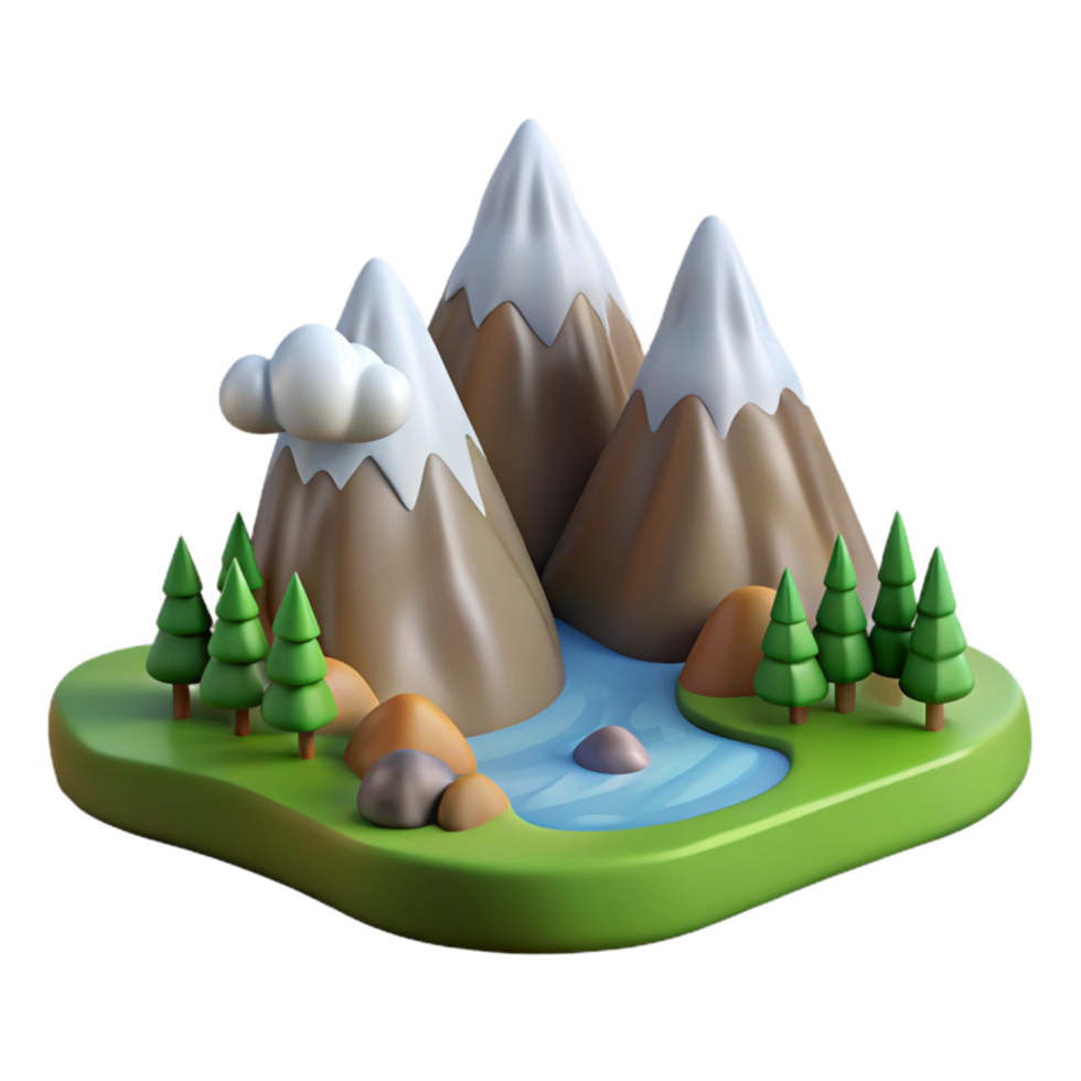 elegant classic Peaceful Mountain Landscape Cutout Isolated high resolution png
