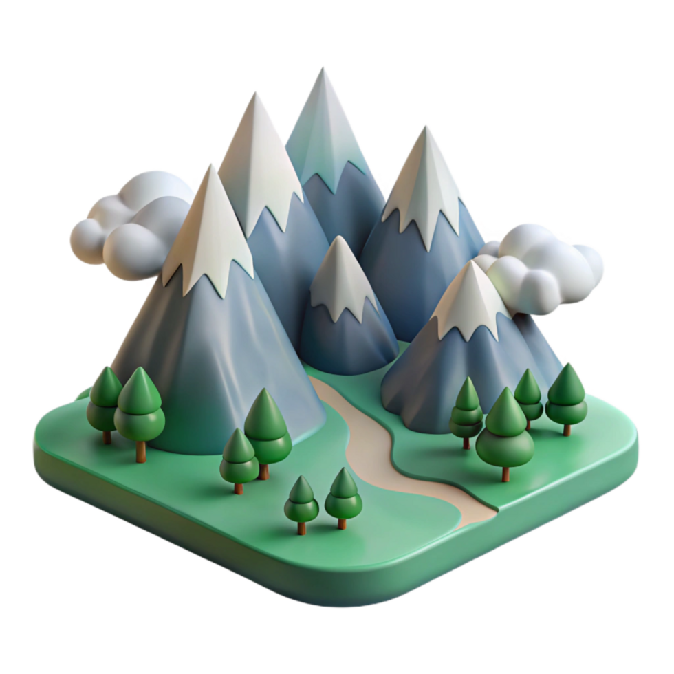 wonderful traditional Peaceful Mountain Range Scene Cutout high resolution png
