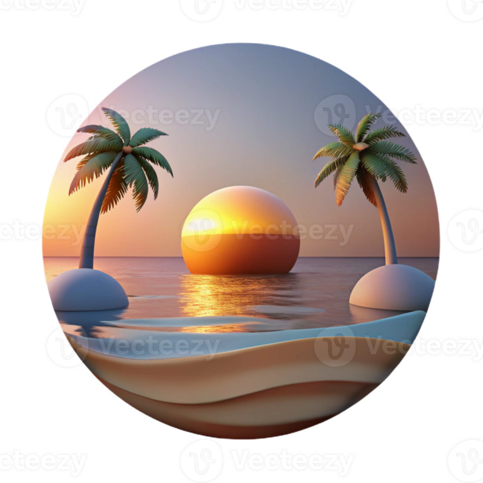 magnificent vintage Peaceful Sunset Over Ocean Scene Cutout authentic png