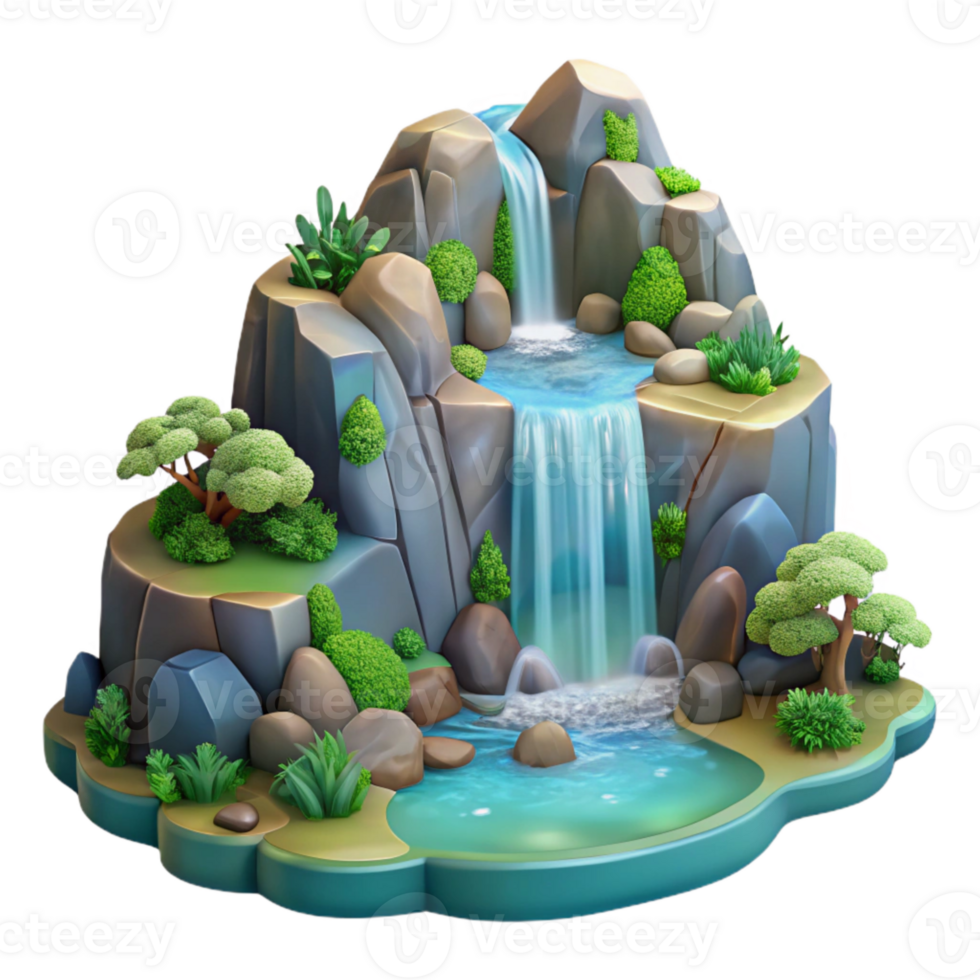 extraordinary contemporary Peaceful Waterfall Nature Scene Transparent Background detailed png