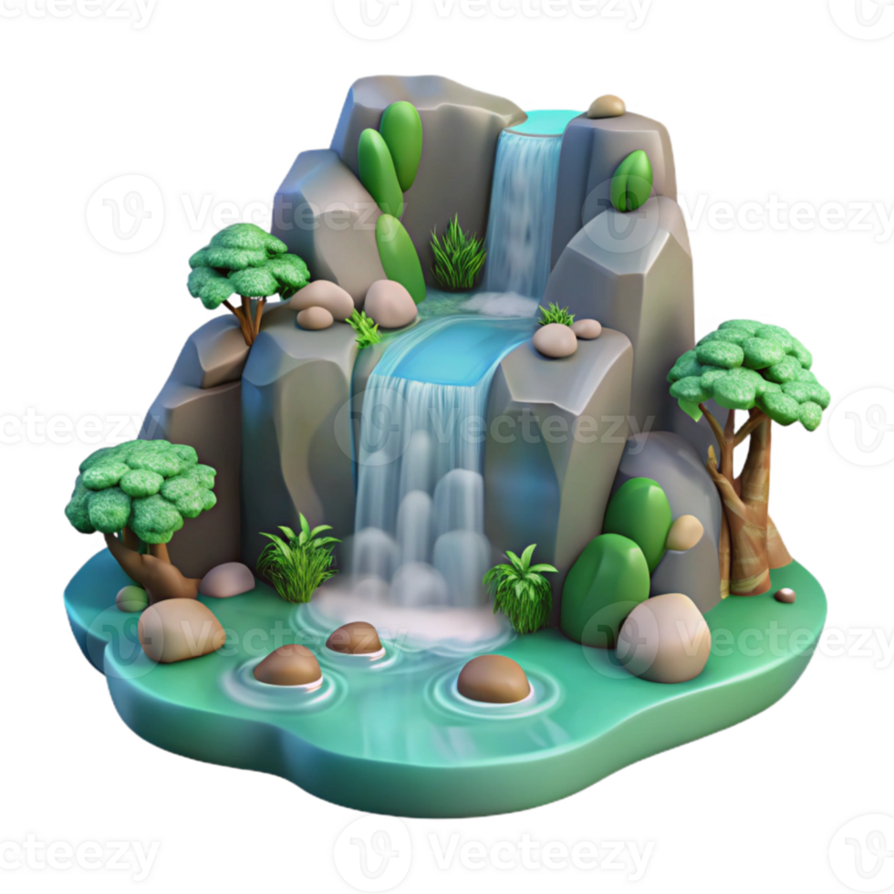 elegant artistic Peaceful Waterfall Scene Isolated high quality png