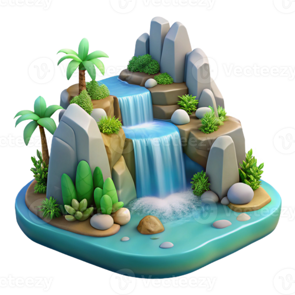 stunning vintage Peaceful Waterfall Scene Isolated high quality png