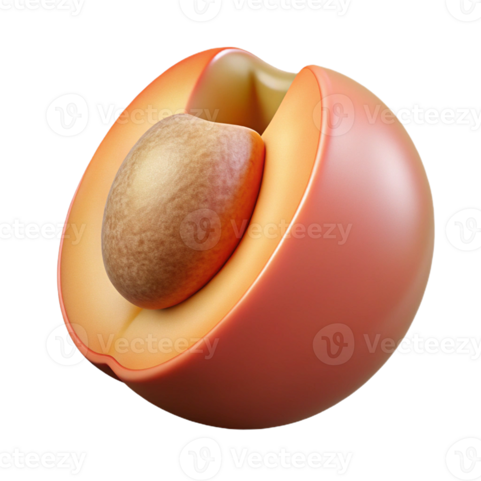wonderful rustic Peach Half with Pit Transparent Background genuine png