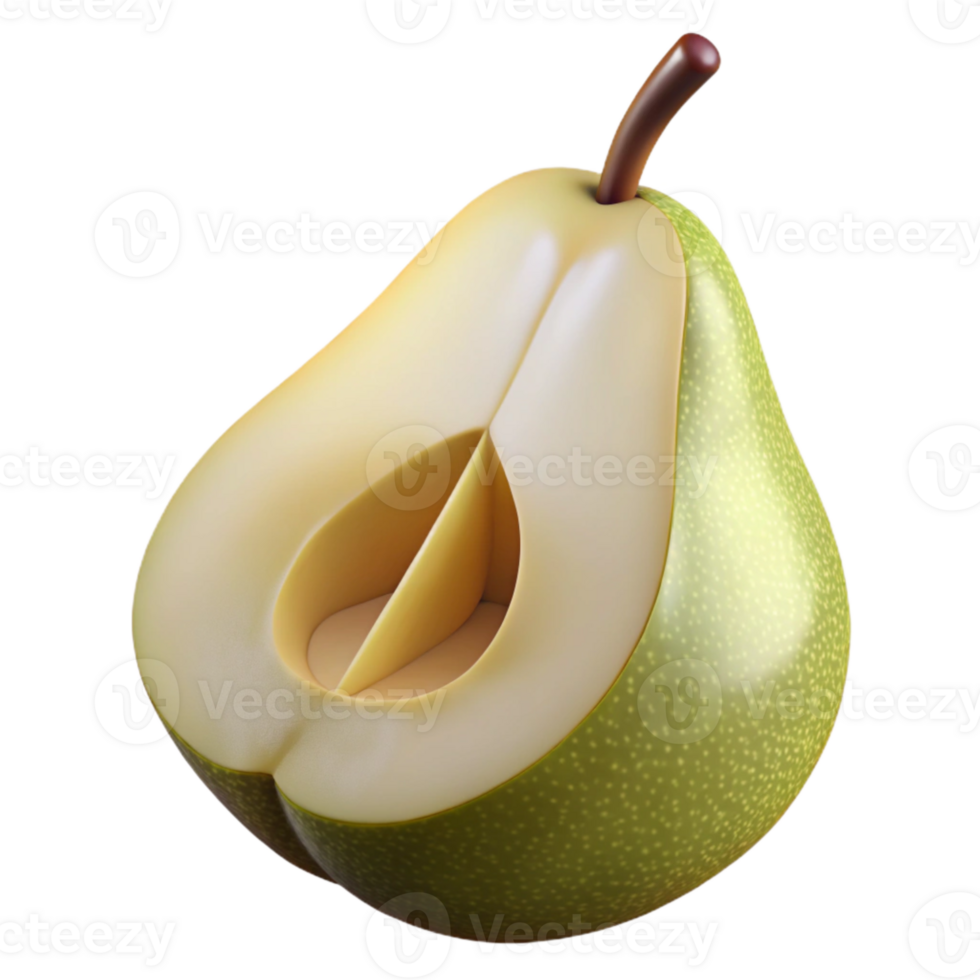 serene rustic Pear Slice Cross Section Isolated premium png