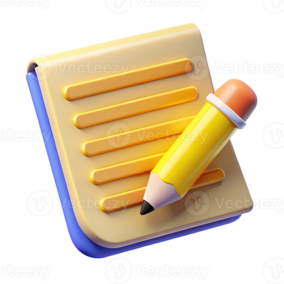 magnificent rustic Pencil and Paper Yellow Lined Transparent Background original png