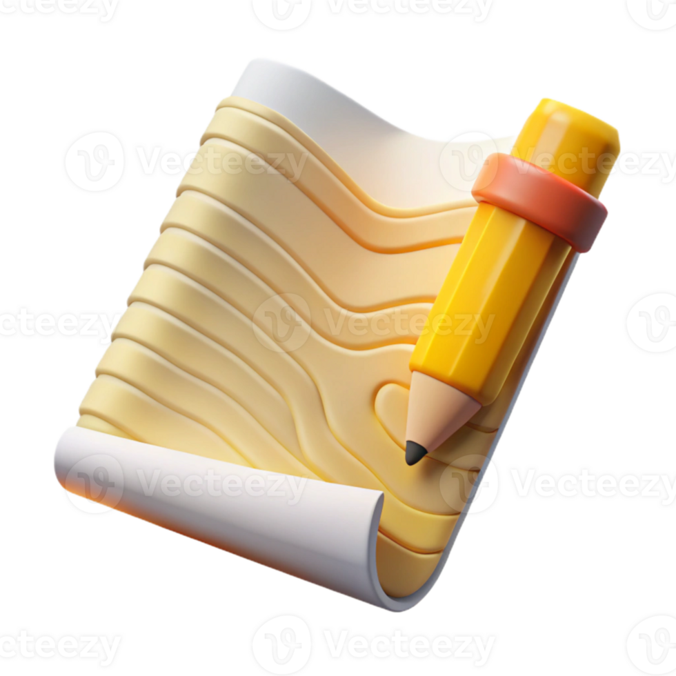 vibrant classic Pencil and Paper Yellow Lined Transparent Background high resolution png