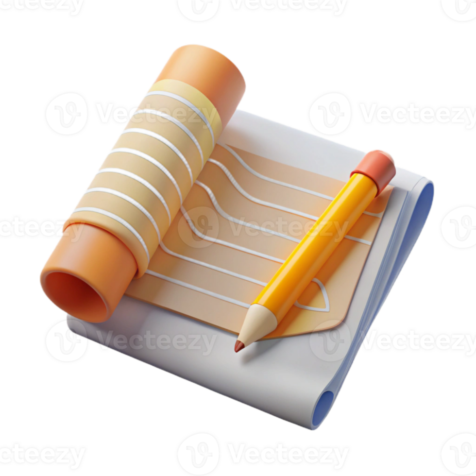 extraordinary artistic Pencil and Paper Yellow Lined Transparent Background high resolution png