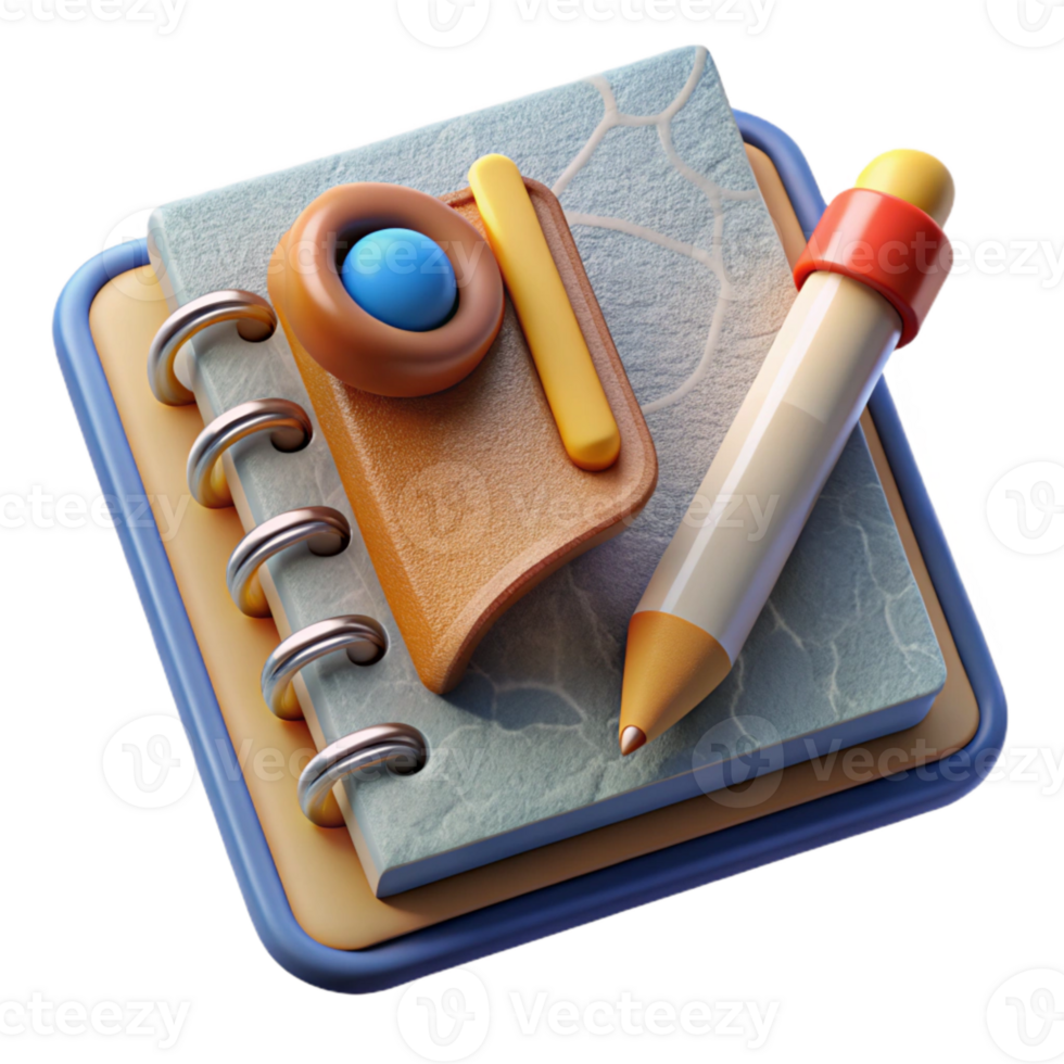 dramatic vintage Pencil and Notebook Top View Cutout original png