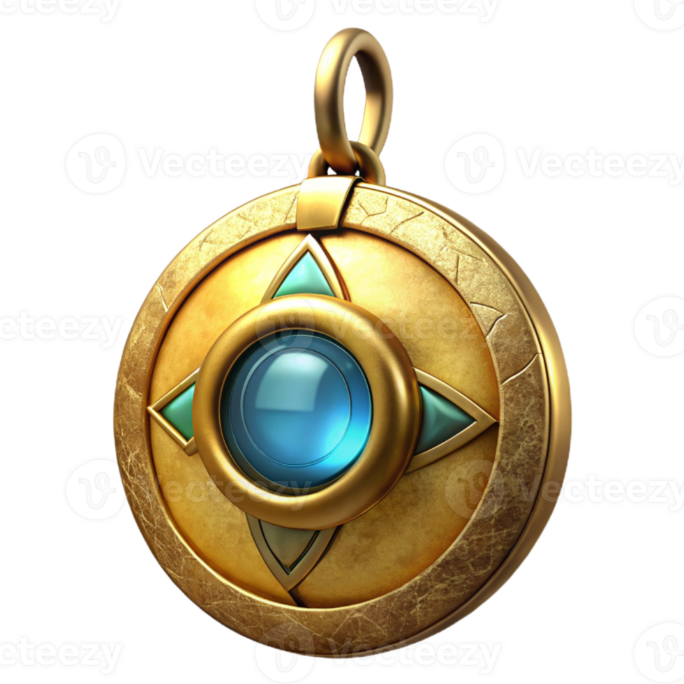dramatic rustic Pendant Gold Circular with Gemstone Inset Cutout high resolution png