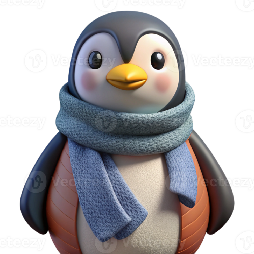 extraordinary classic Penguin Character with Scarf Transparent Background professional png