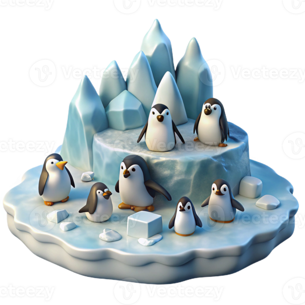 beautiful rustic Penguin Colony on Antarctic Ice Isolated original png