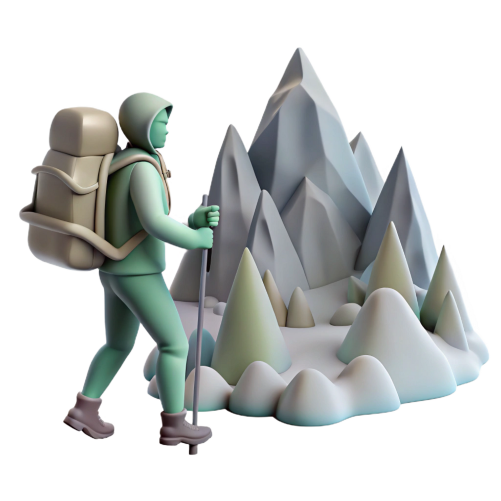 extraordinary traditional Person Hiking in Mountains Silhouette Transparent detailed png