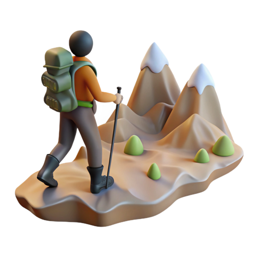 impressive rustic Person Hiking in Mountains Silhouette Transparent high quality png