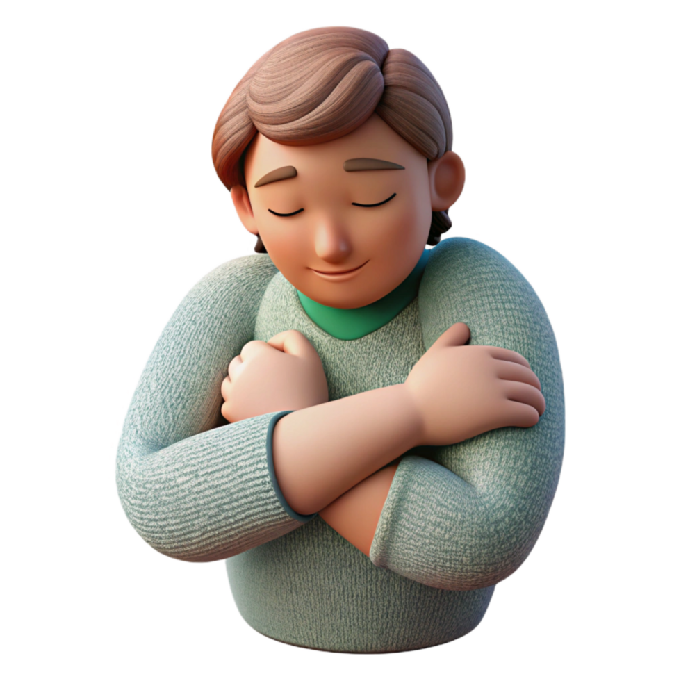 stunning contemporary Person Hugging Themselves Isolated original png