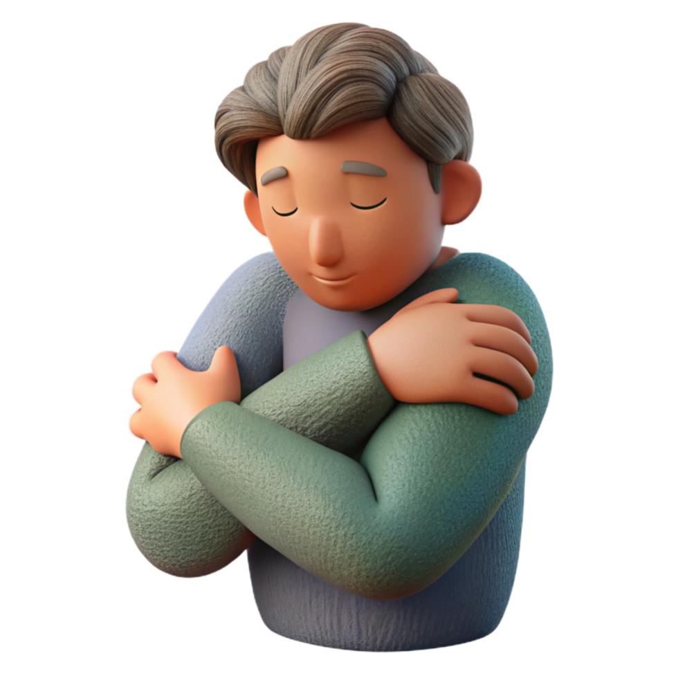 wonderful contemporary Person Hugging Themselves Isolated authentic png