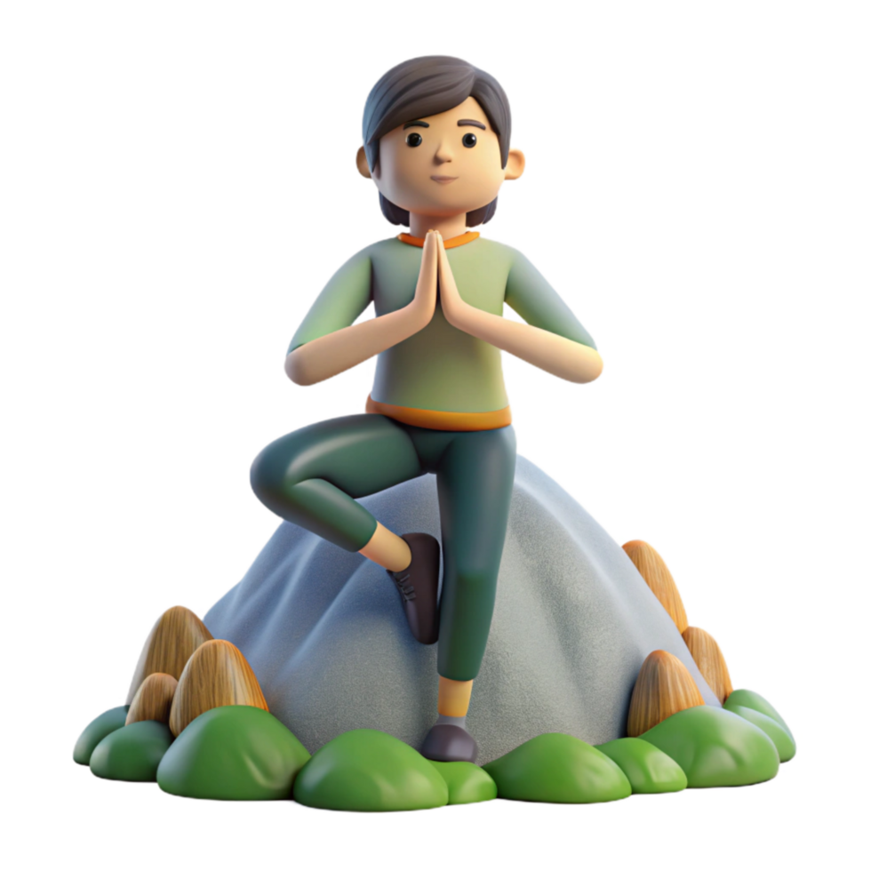 beautiful classic Person Practicing Yoga on a Mountaintop Cutout detailed png