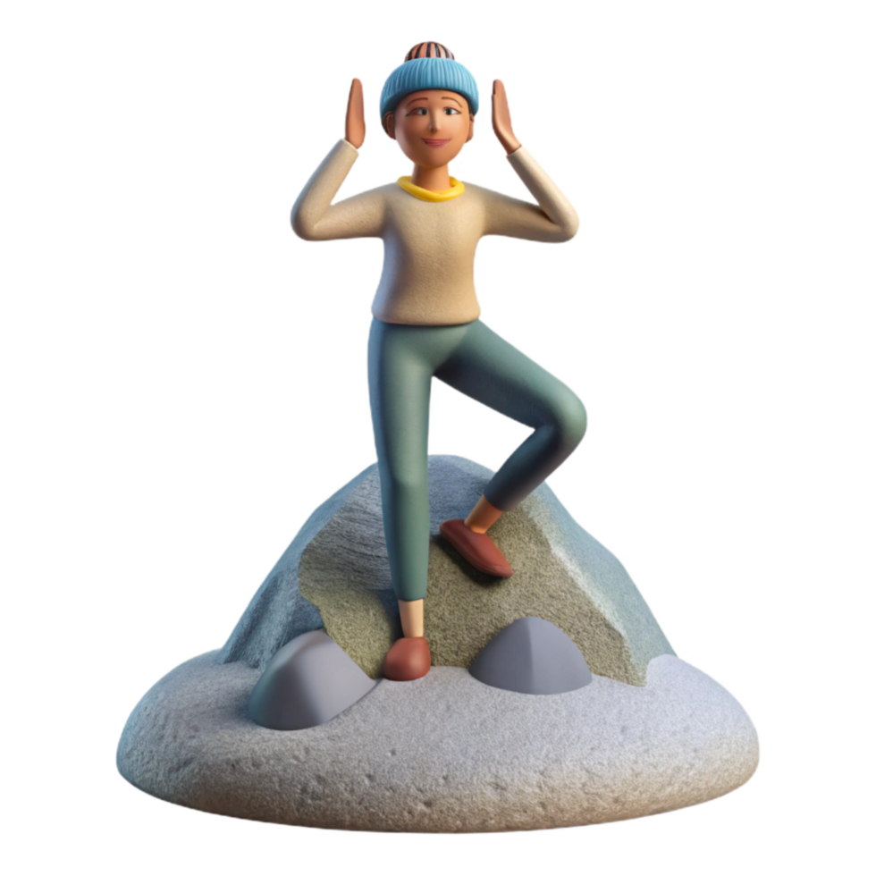elegant abstract Person Practicing Yoga on a Mountaintop Cutout high resolution png