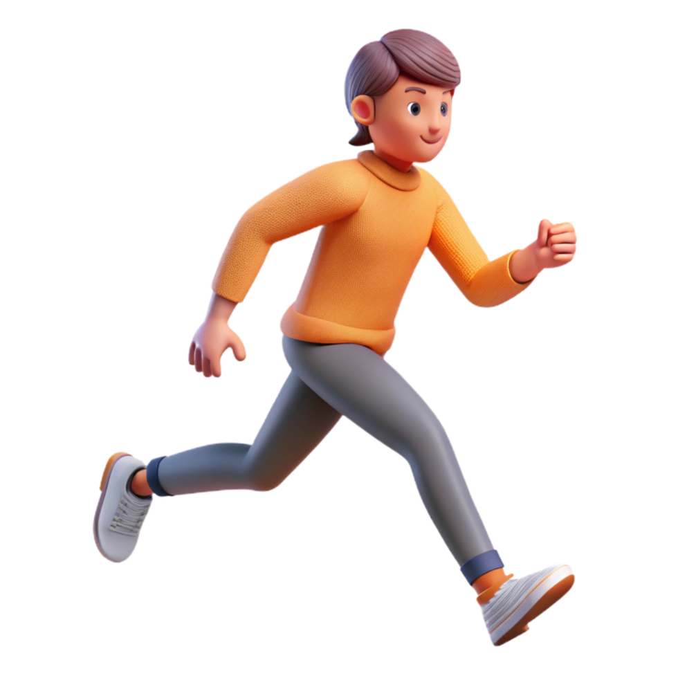 dramatic abstract Person Running in Park Side View Isolated exclusive png
