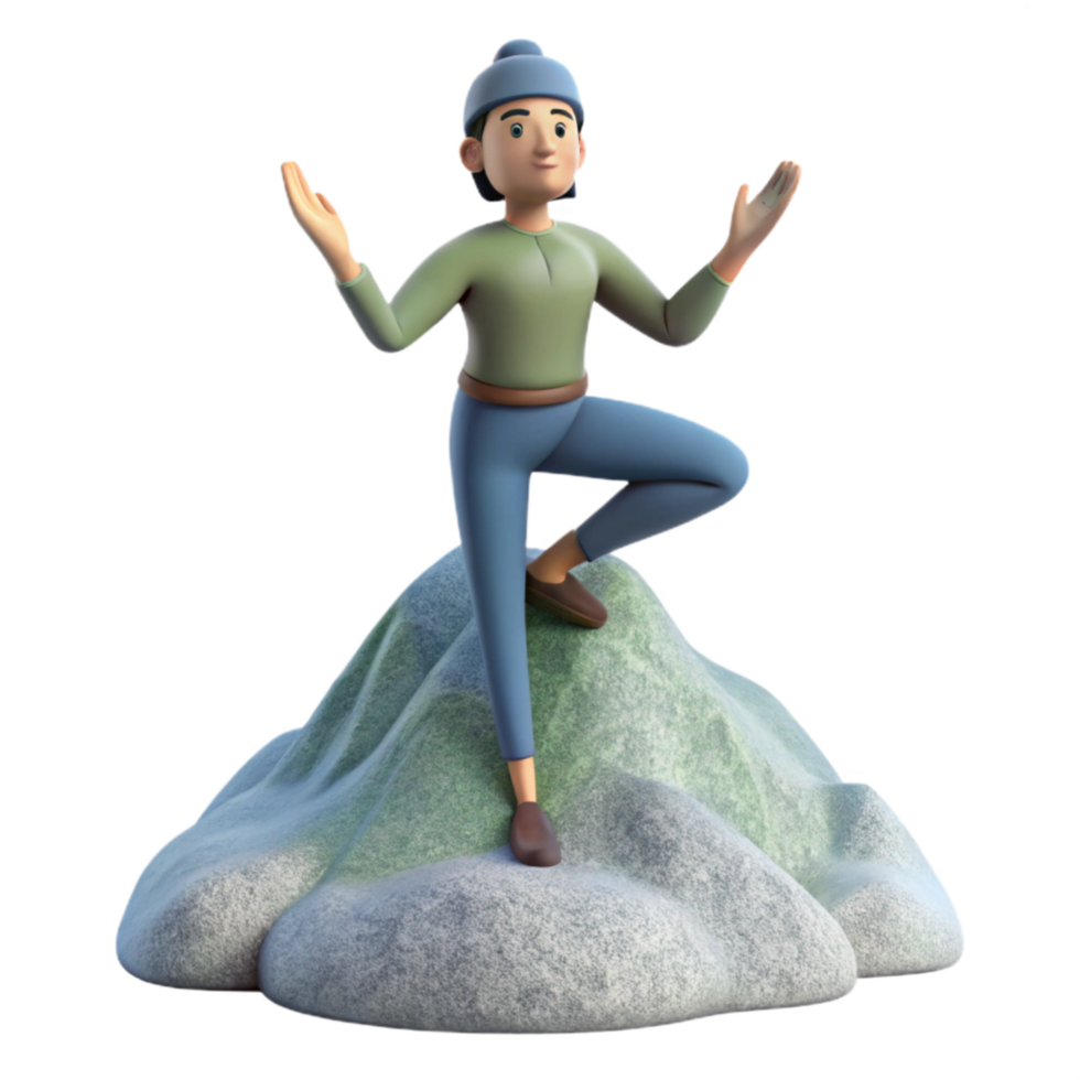 extraordinary artistic Person Practicing Yoga on a Mountaintop Cutout premium png