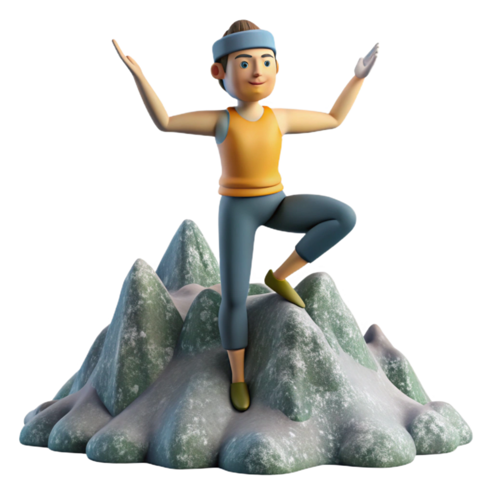 magnificent abstract Person Practicing Yoga on a Mountaintop Cutout high resolution png