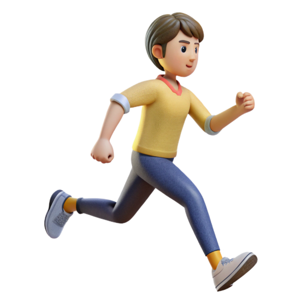 vibrant minimalist Person Running Side View Isolated Element genuine png