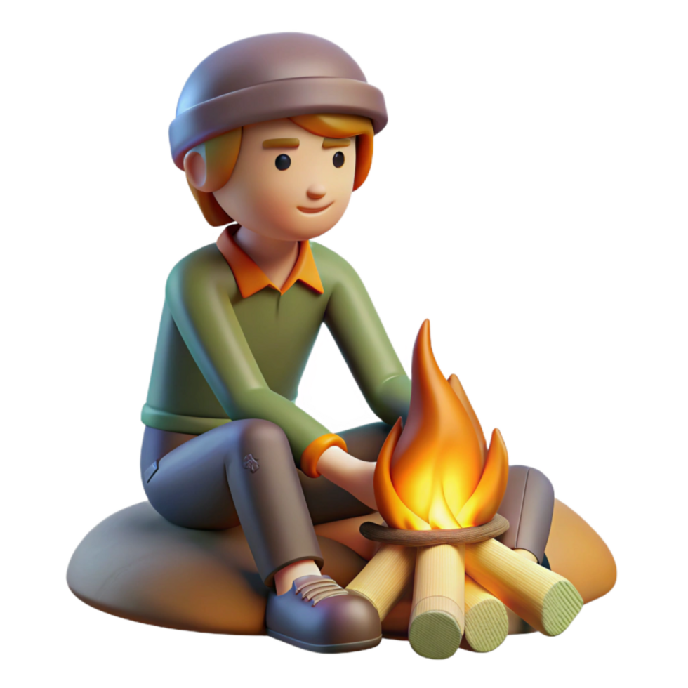 magnificent vintage Person Sitting by a Campfire Cutout detailed png