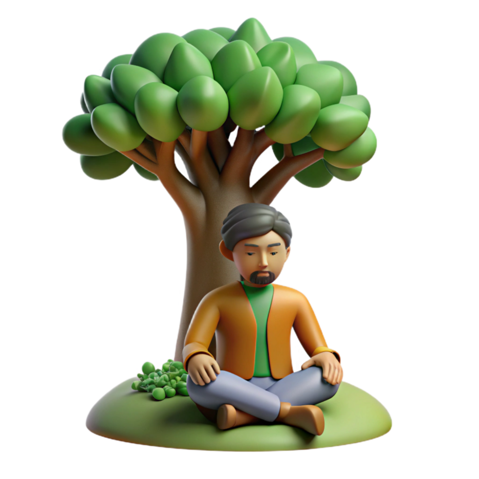 beautiful minimalist Person Sitting Under a Tree Cutout premium png