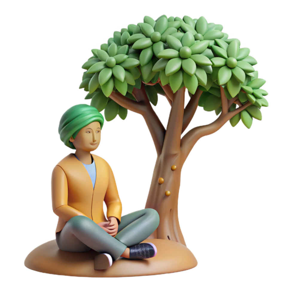 elegant artistic Person Sitting Under a Tree Cutout authentic png
