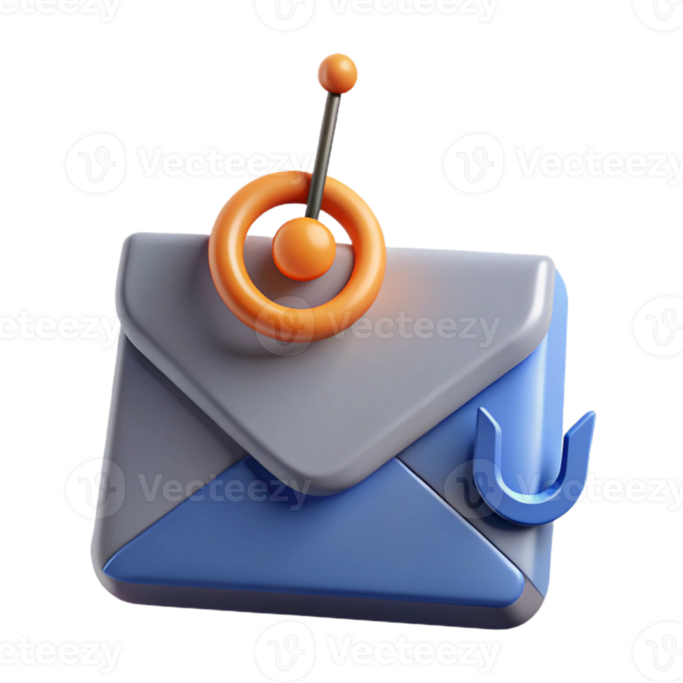 serene classic Phishing Attack Illustration with Email and Hook Cutout Isolated professional png