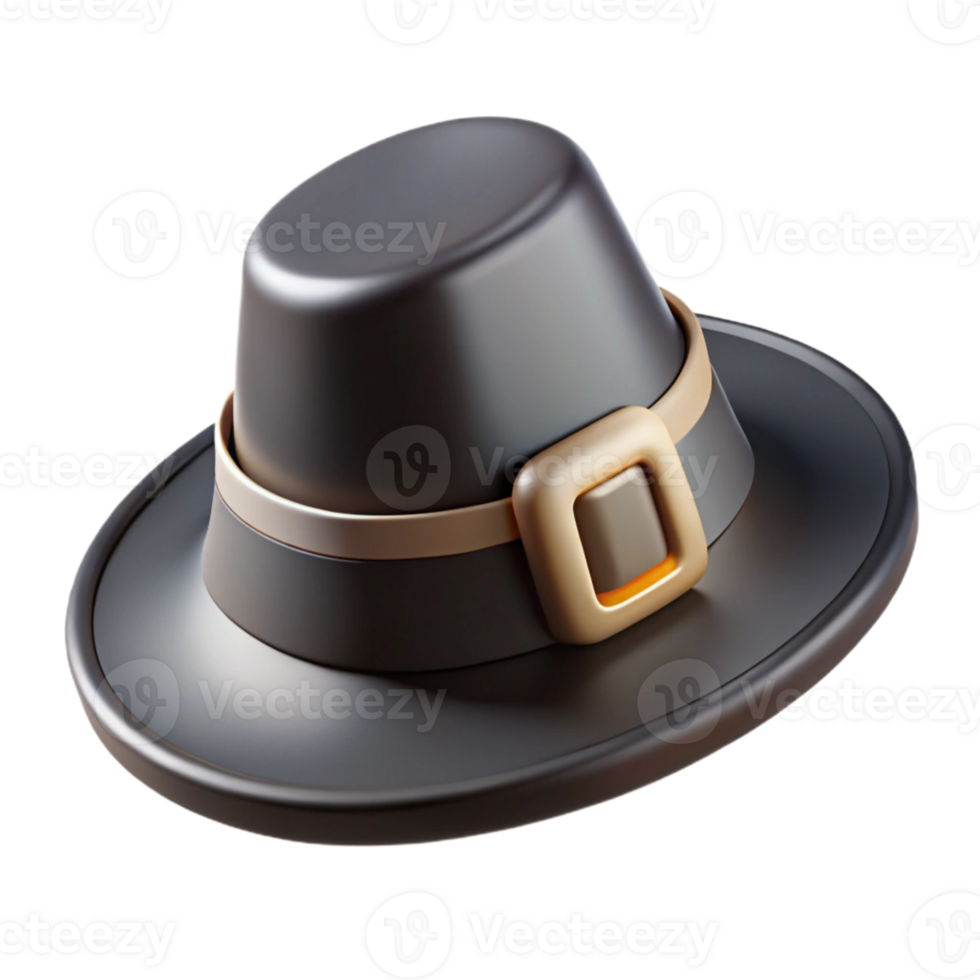 stunning contemporary Pilgrim Hat Black and White Buckle Cutout png
