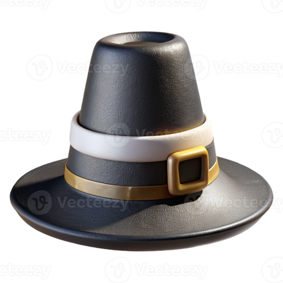 stunning creative Pilgrim Hat Black and White Buckle Cutout premium png