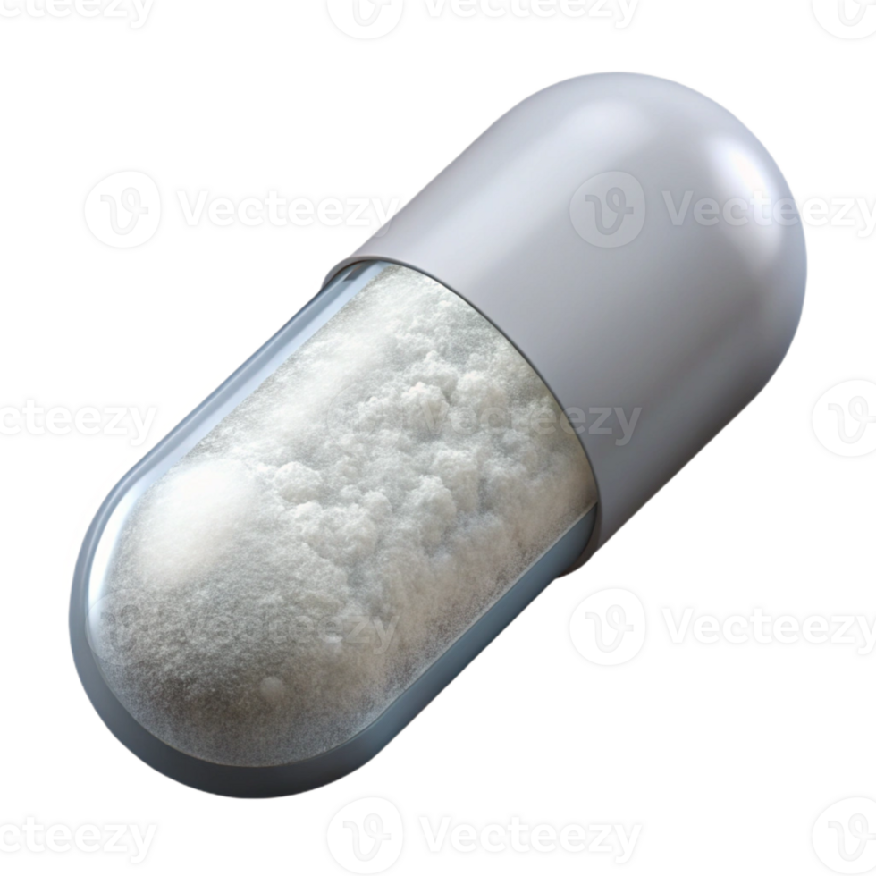 impressive vintage Pill Capsule White Powder Filled Transparent Background detailed png