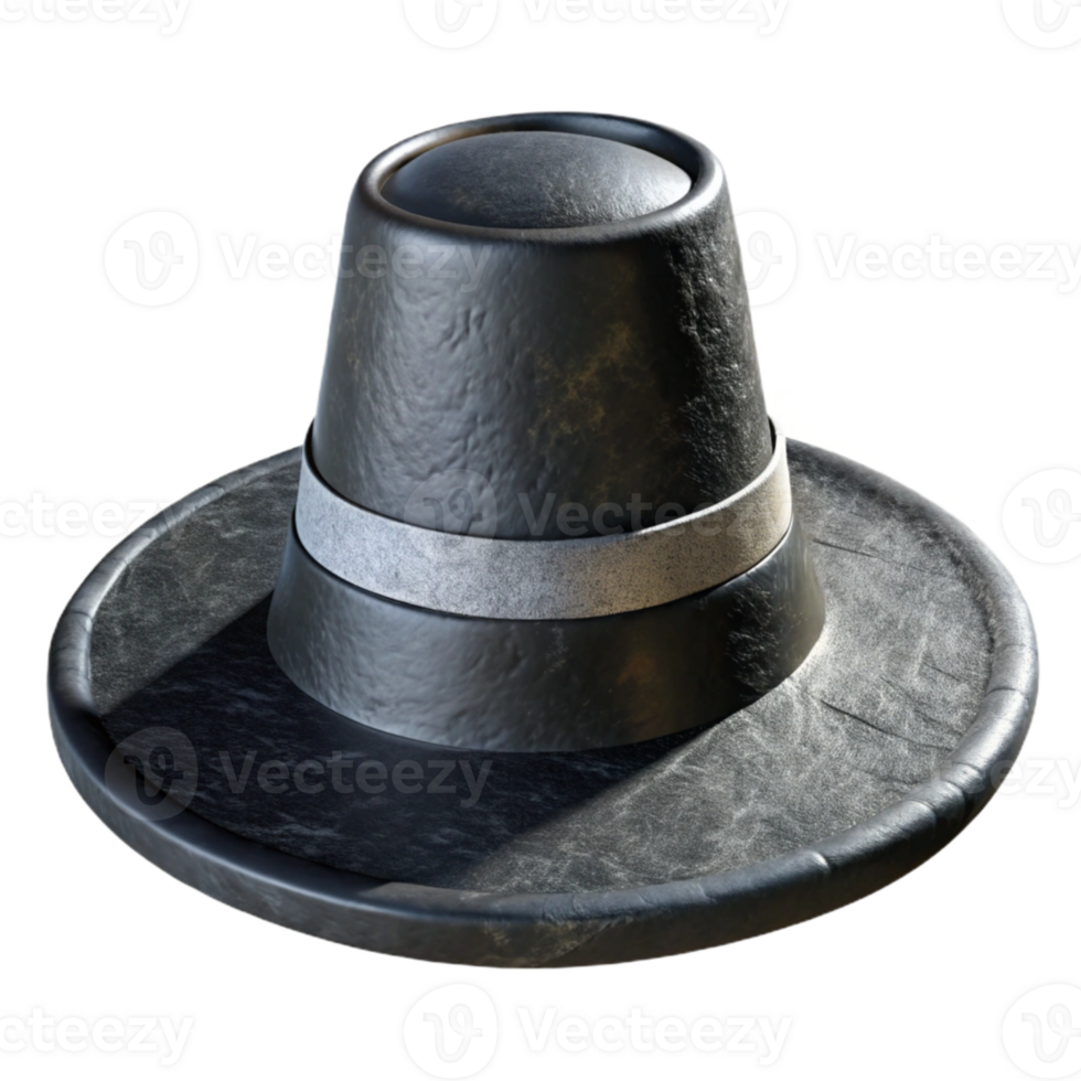 impressive classic Pilgrim Hat Black and White Buckle Cutout detailed png