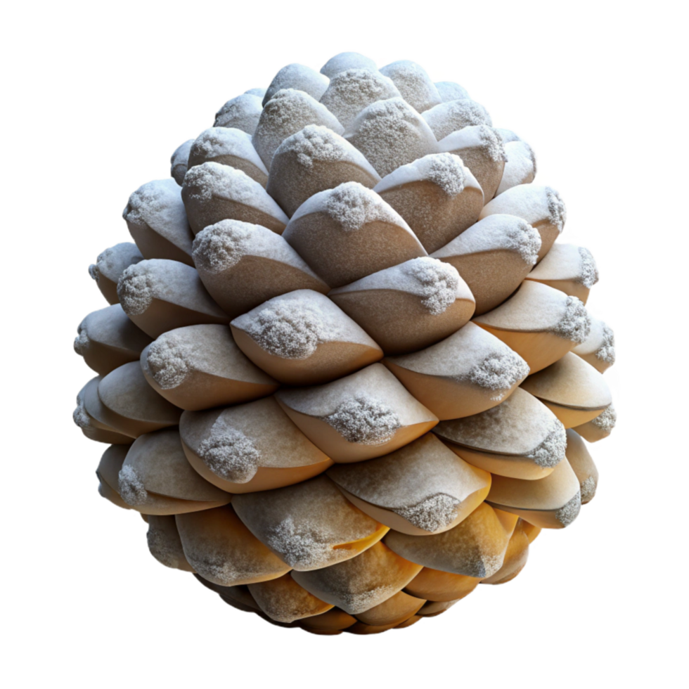 elegant traditional Pine Cone with Snow Frosting Transparent Background high quality png