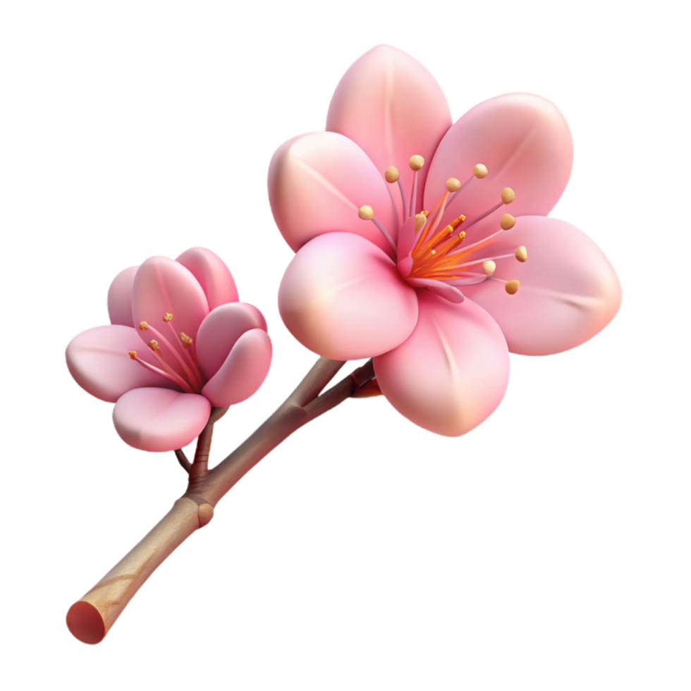 vibrant rustic Pink Cherry Blossom Branch Cutout with Soft Lighting high resolution png