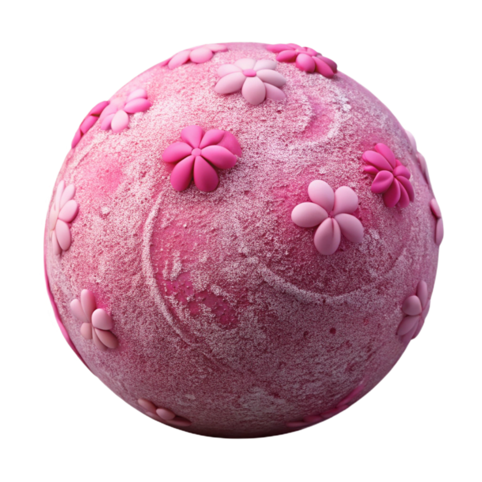 extraordinary rustic Pink Bath Bomb with Floral Petals Isolated detailed png