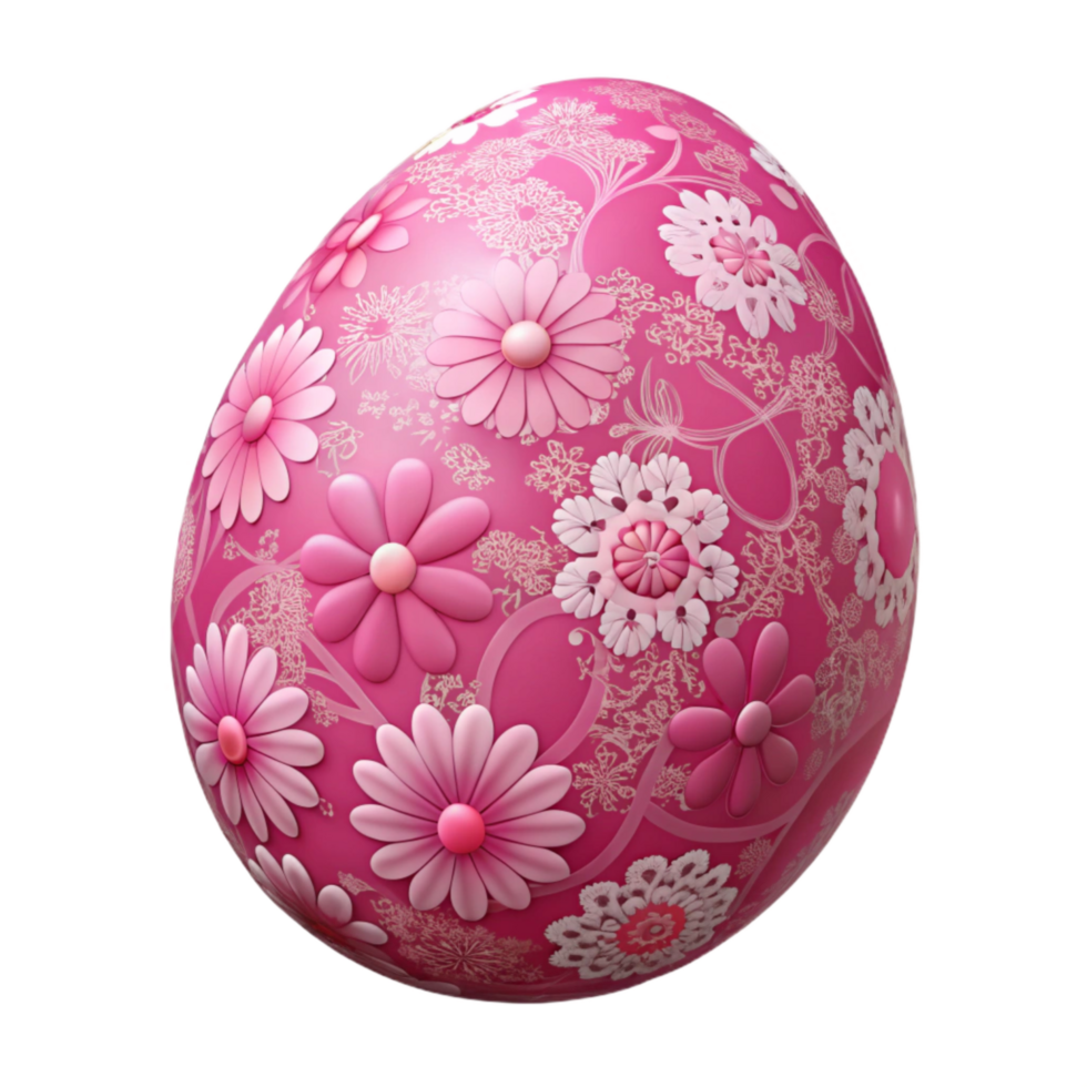 elegant modern Pink Easter Egg with Floral Pattern Cutout Transparent Background detailed png