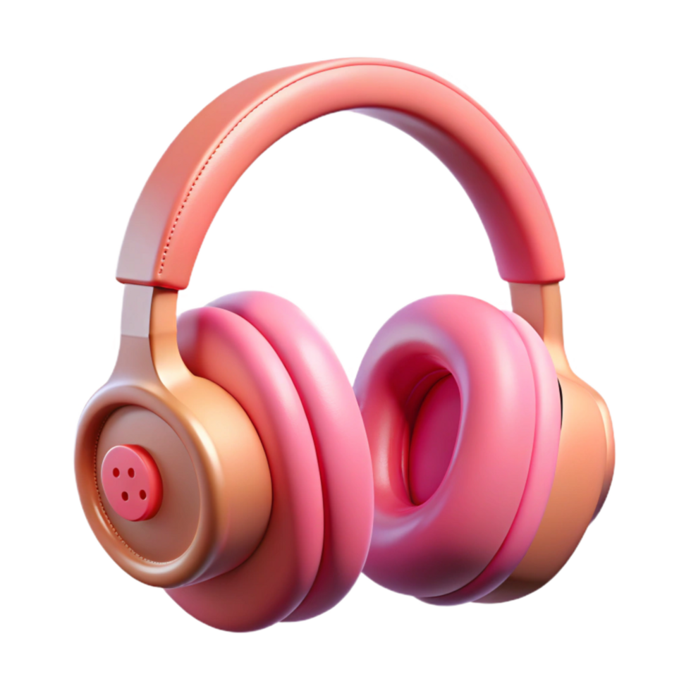 impressive vintage Pink Headphones with Music Streaming Service Logo Isolated exclusive png