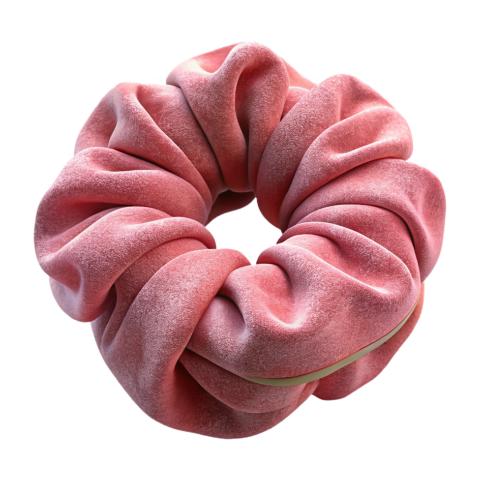 stunning artistic Pink Hair Scrunchie Velvet Material Isolated Element premium png