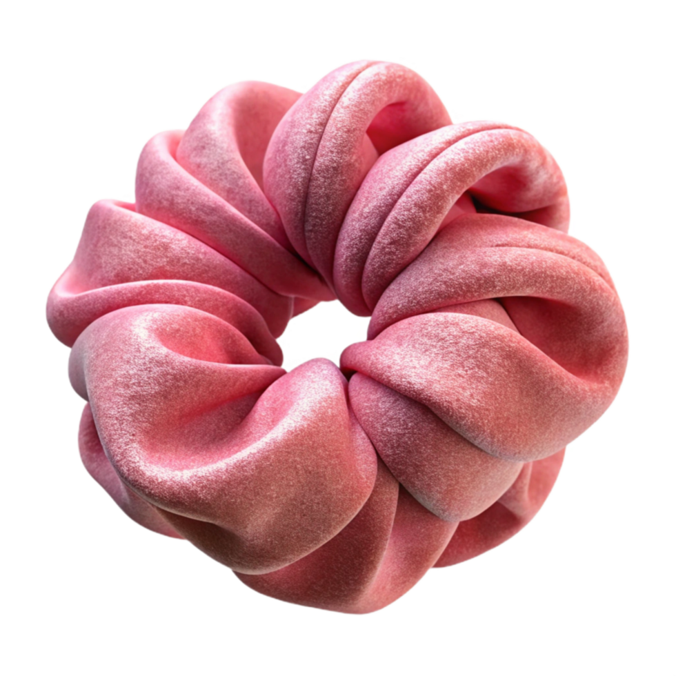 serene artistic Pink Hair Scrunchie Velvet Material Isolated Element authentic png