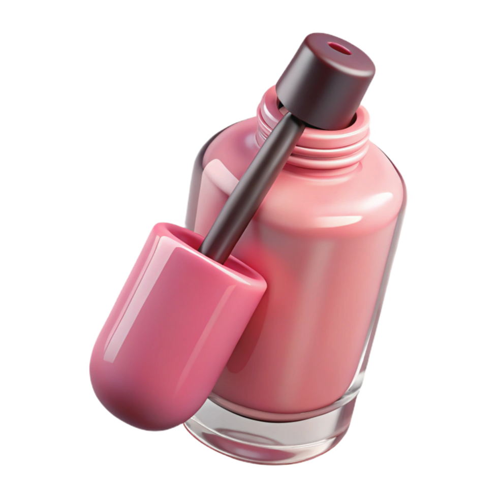 vibrant minimalist Pink Nail Polish Bottle with Brush Transparent png