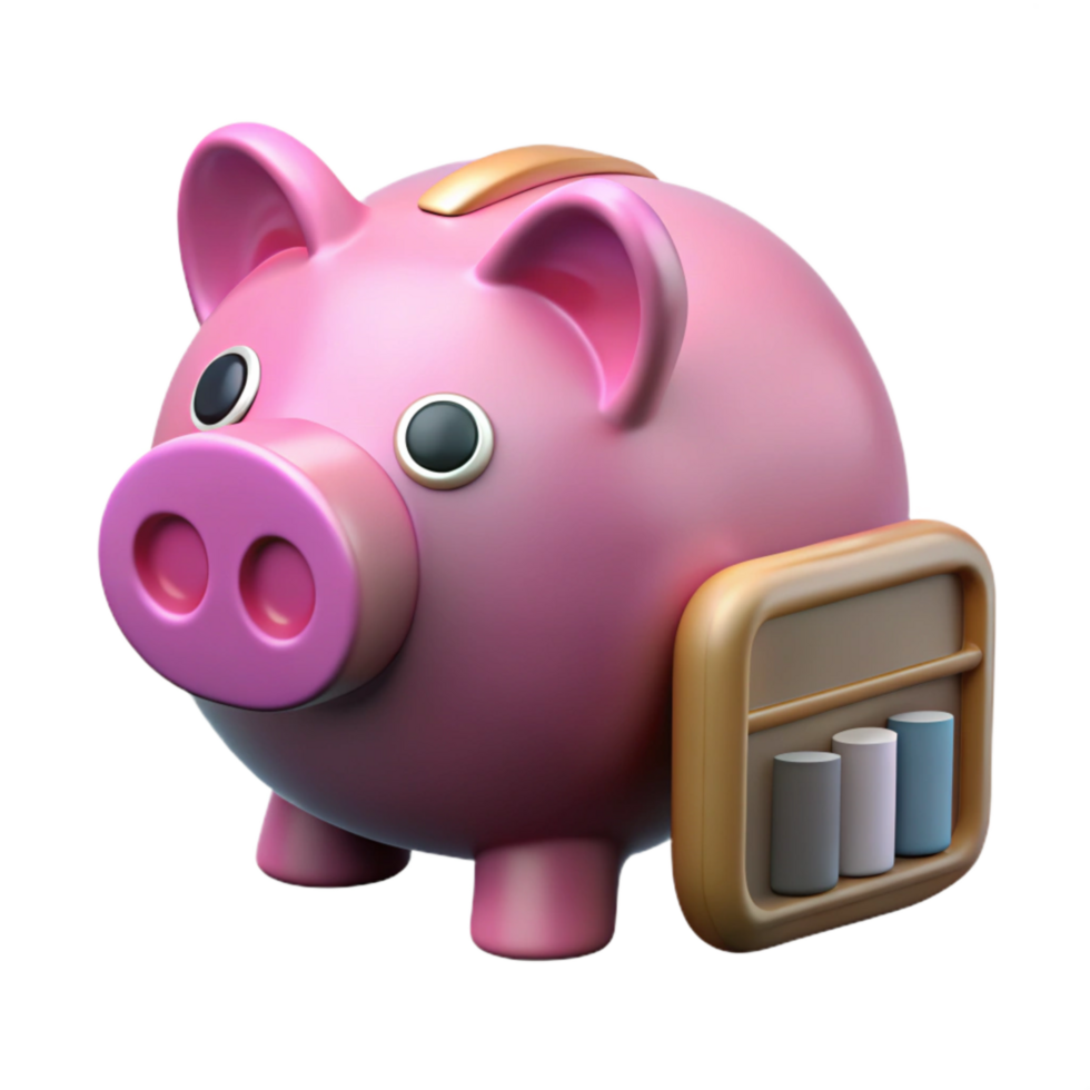extraordinary vintage Pink Piggy Bank with Online Banking App Isolated exclusive png