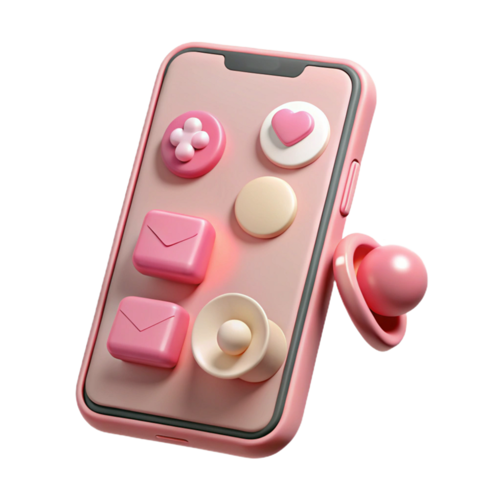 impressive abstract Pink Smartphone with Influencer Marketing Content Isolated professional png