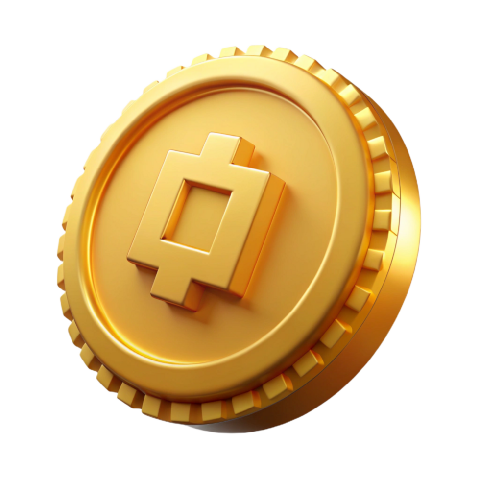 serene minimalist Pixel Art Coin Isolated Element with Gold Color original png
