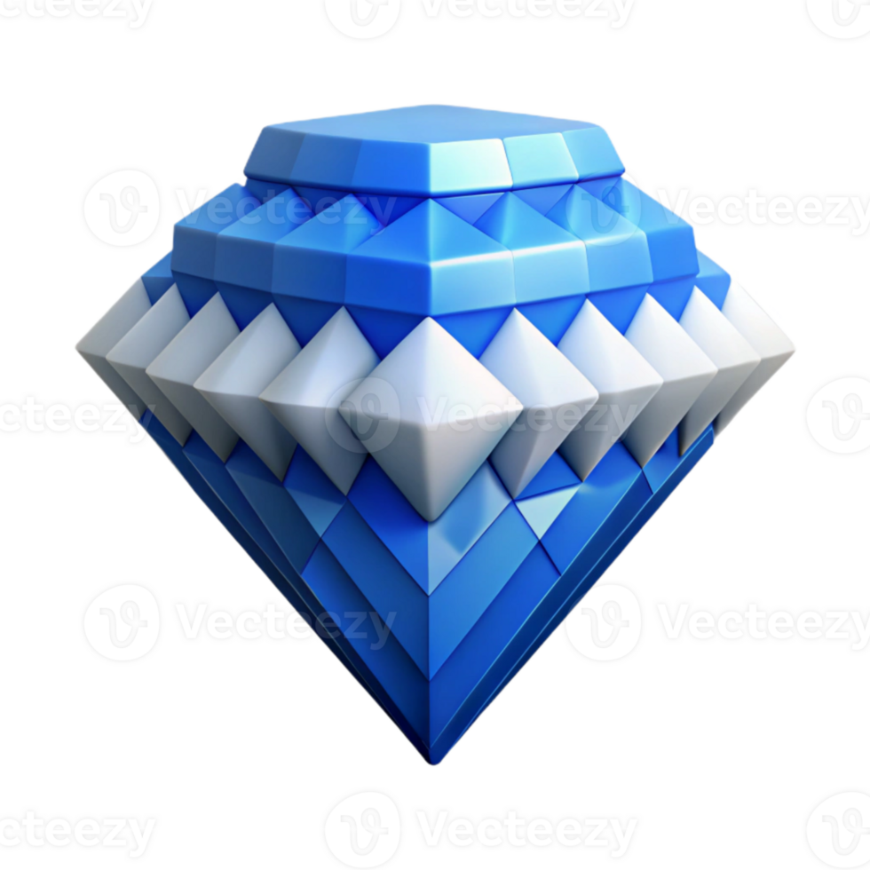 beautiful modern Pixel Art Diamond Blue and White Isolated Element png