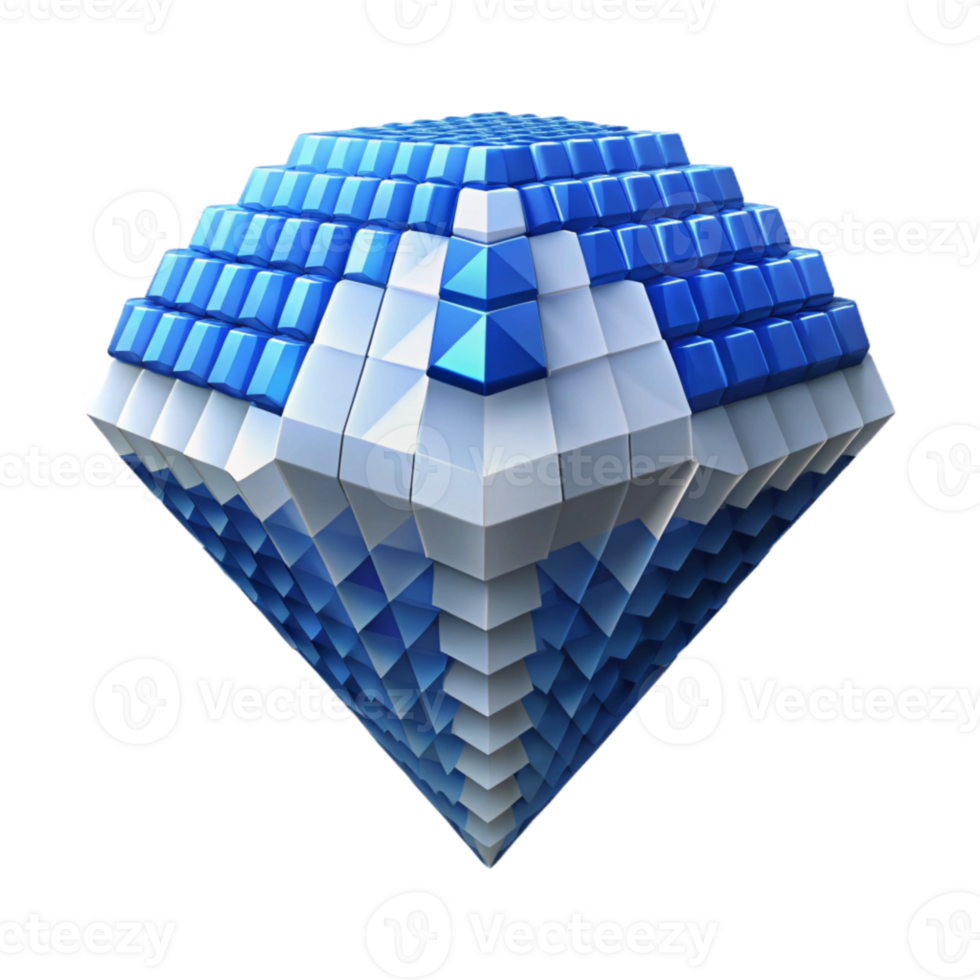 extraordinary abstract Pixel Art Diamond Blue and White Isolated Element genuine png
