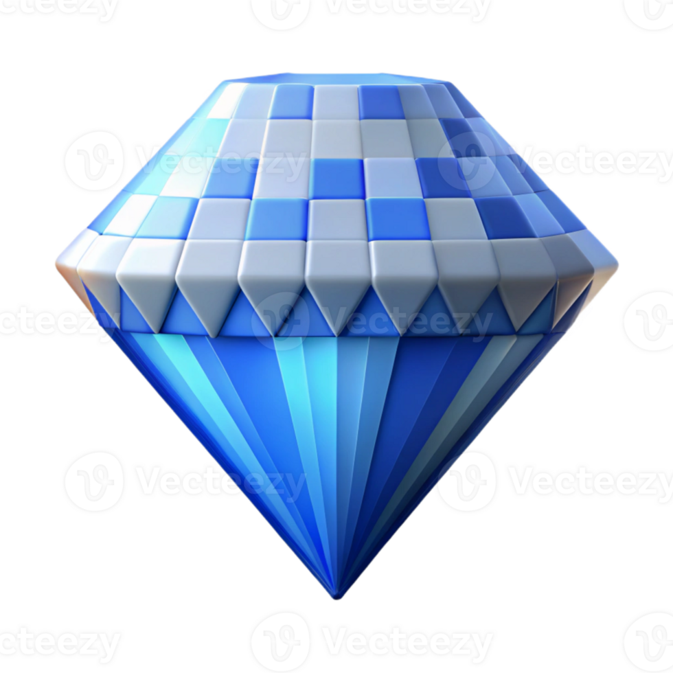 magnificent vintage Pixel Art Diamond Blue and White Isolated Element premium png
