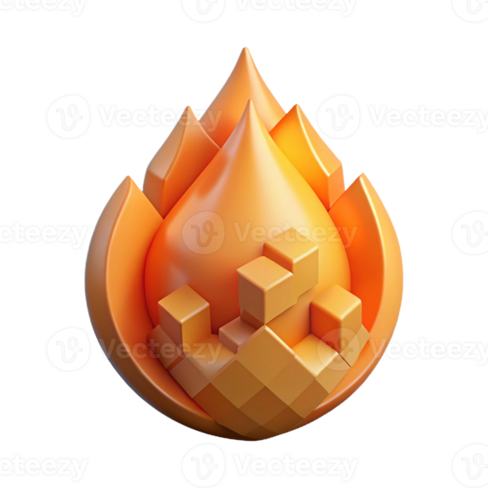 vibrant rustic Pixel Art Fire Icon Isolated png