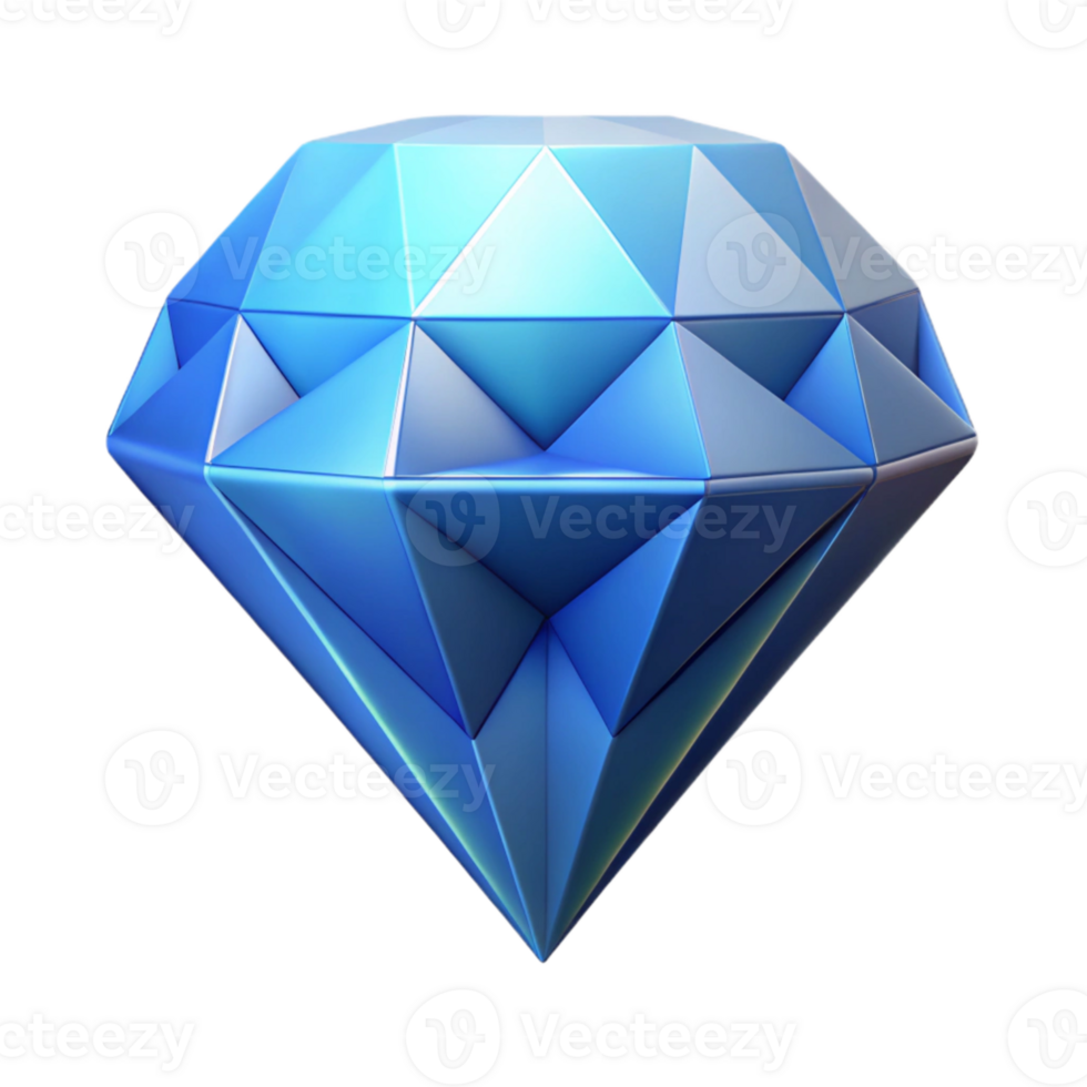 magnificent classic Pixel Art Diamond Isolated Element with Blue Hue detailed png